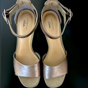Brand new Clarks sandals in pewter